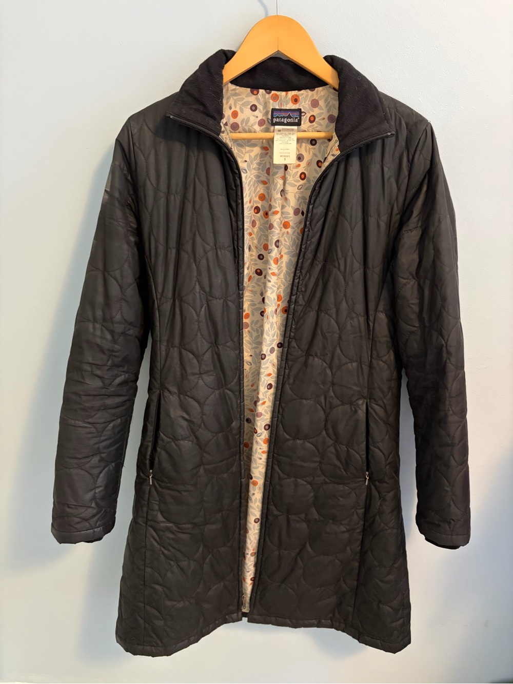 Patagonia Black Quilted Mid-Length Puffer Coat
